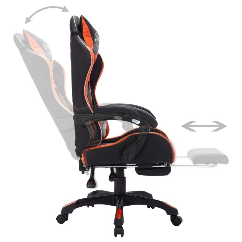 vidaXL Herná stolička s RGB LED svetlami oranžovo-čierna umelá koža