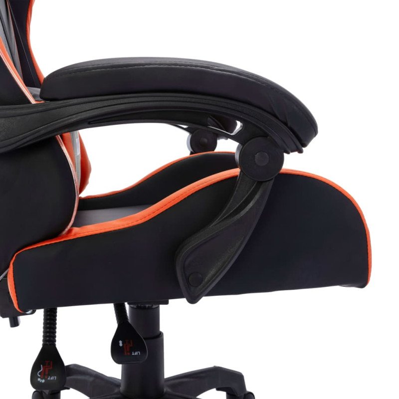 vidaXL Herná stolička s RGB LED svetlami oranžovo-čierna umelá koža