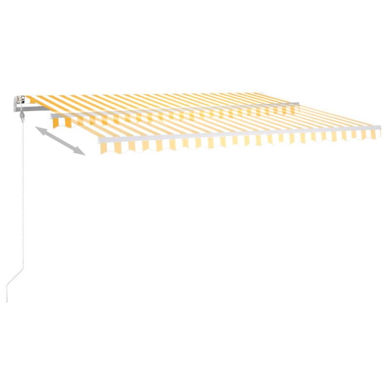 vidaXL Ručne zaťahovacia markíza s LED 4x3,5 cm žltá a biela