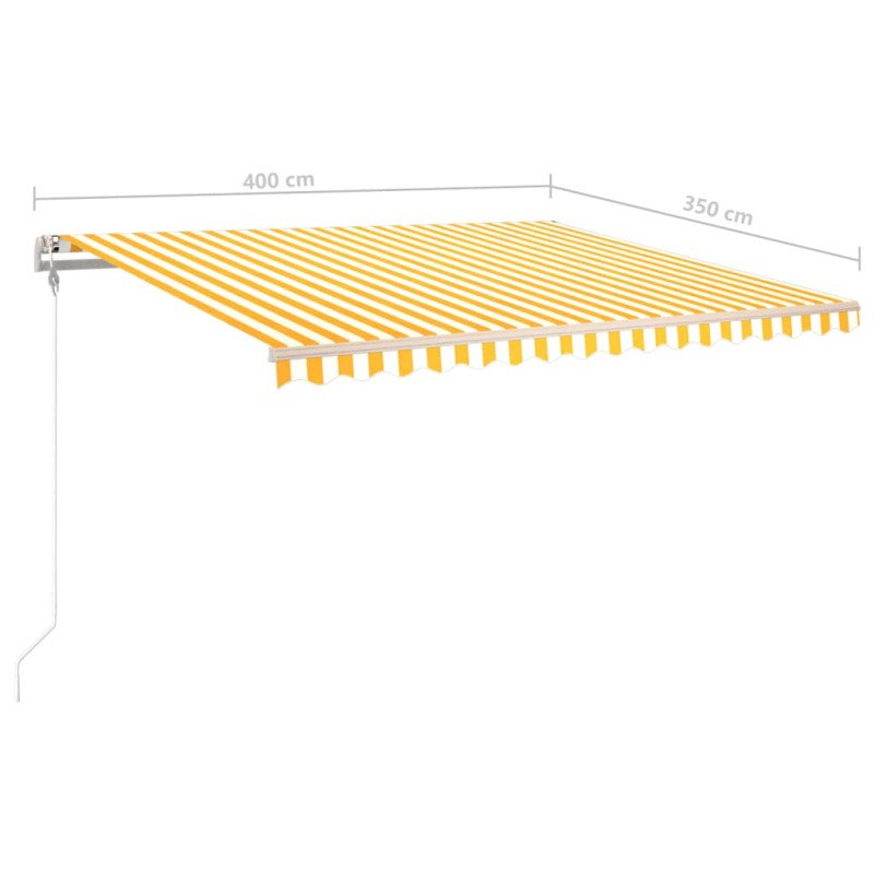 vidaXL Ručne zaťahovacia markíza s LED 4x3,5 cm žltá a biela