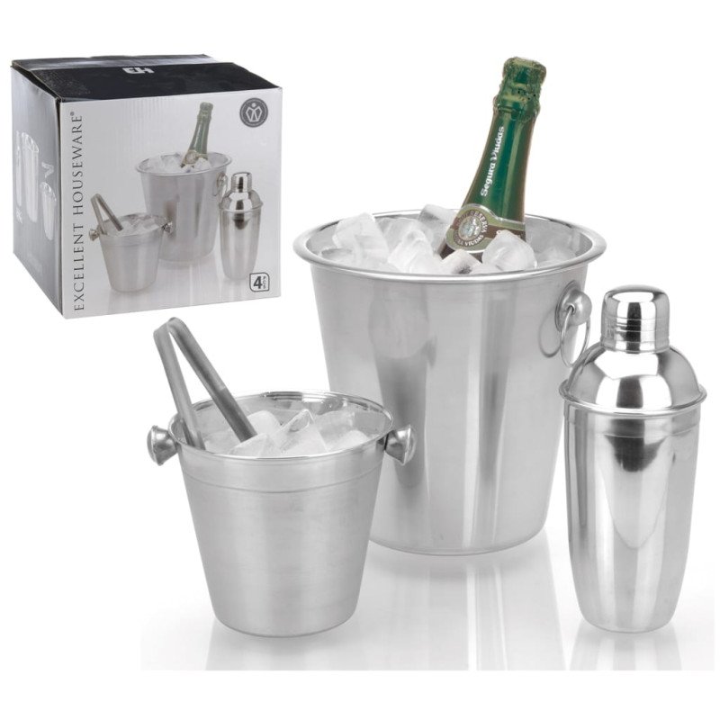 424155 Excellent Houseware 4 Piece Bar Set Stainless Steel 