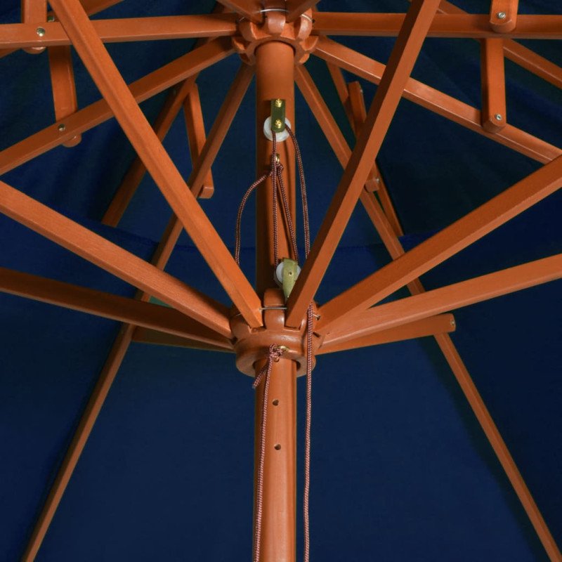 vidaXL Dvojitý slnečník s drevenou tyčou modrý 270 cm