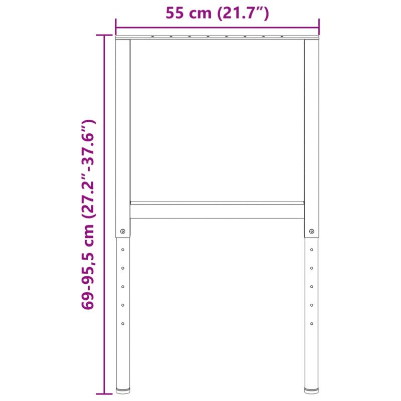 vidaXL Rámy na pracovné stoly 2 ks kovové 55x(69x95,5) cm sivé