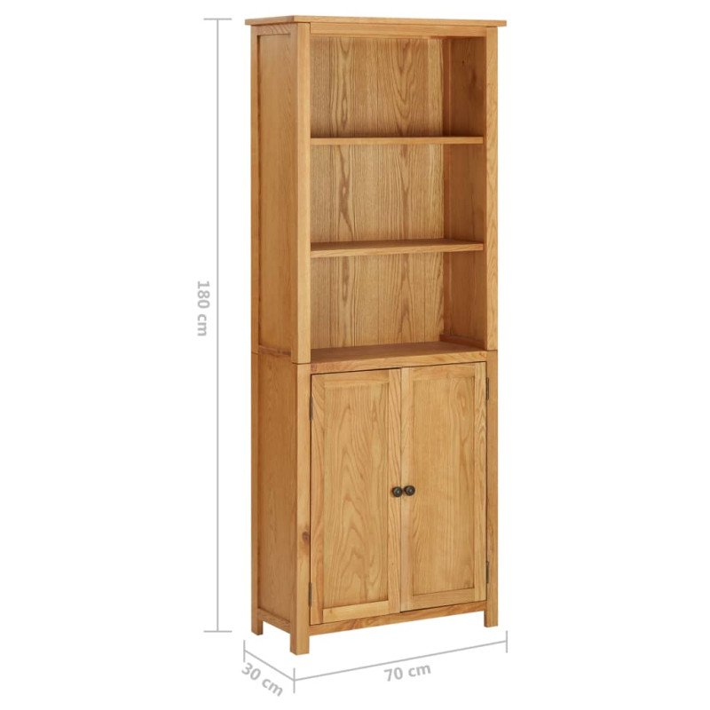 vidaXL Knižnica s 2 dvierkami 70x30x180 cm dubový masív