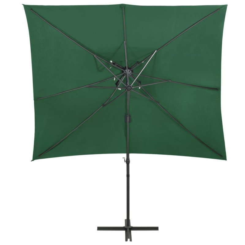 vidaXL Závesný slnečník s dvojitou strieškou zelený 250x250 cm