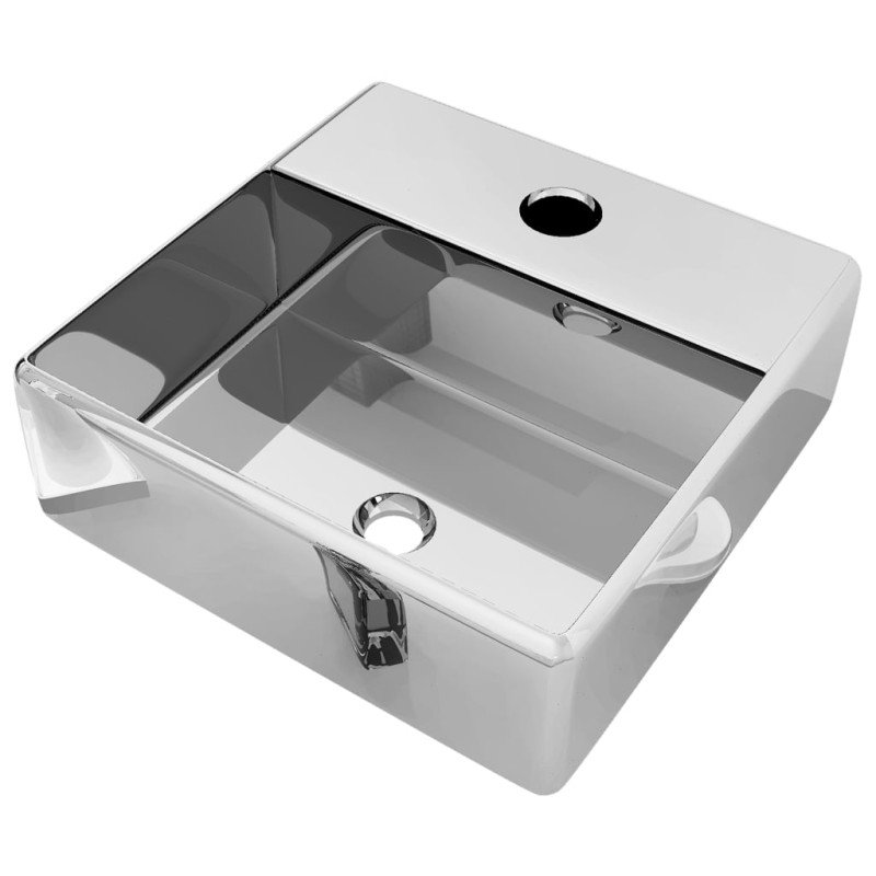 vidaXL Umývadlo s otvorom na batériu 38x30x11,5 cm keramika strieborné