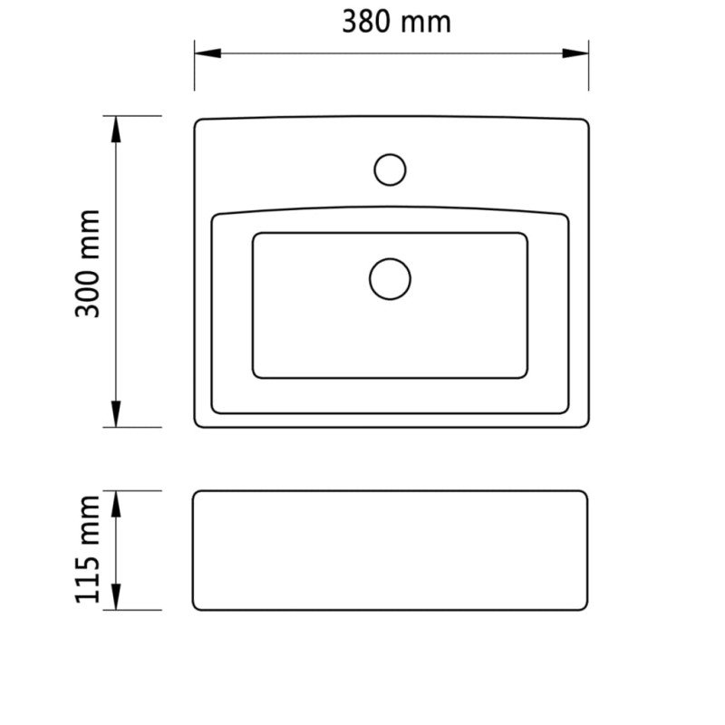 vidaXL Umývadlo s otvorom na batériu 38x30x11,5 cm keramika strieborné