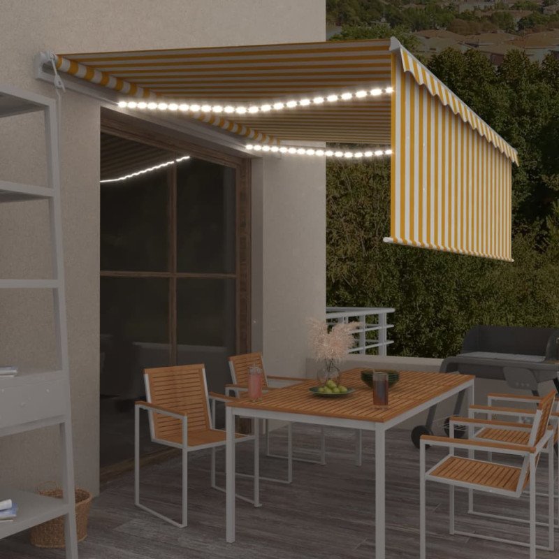 vidaXL Automatická markíza tienidlo&LED&senzor vetra 4,5x3m žlto-biela