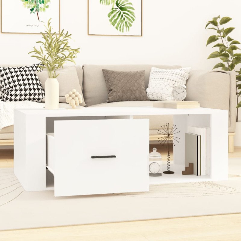 vidaXL Konferenčný stolík biely 100x50,5x35 cm spracované drevo