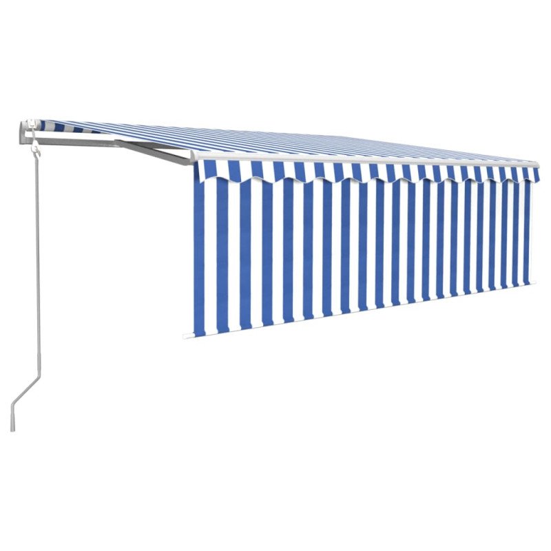 vidaXL Automatická markíza s tienidlom 4x3m modro-biela 