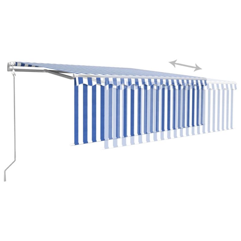 vidaXL Automatická markíza s tienidlom 4x3m modro-biela 