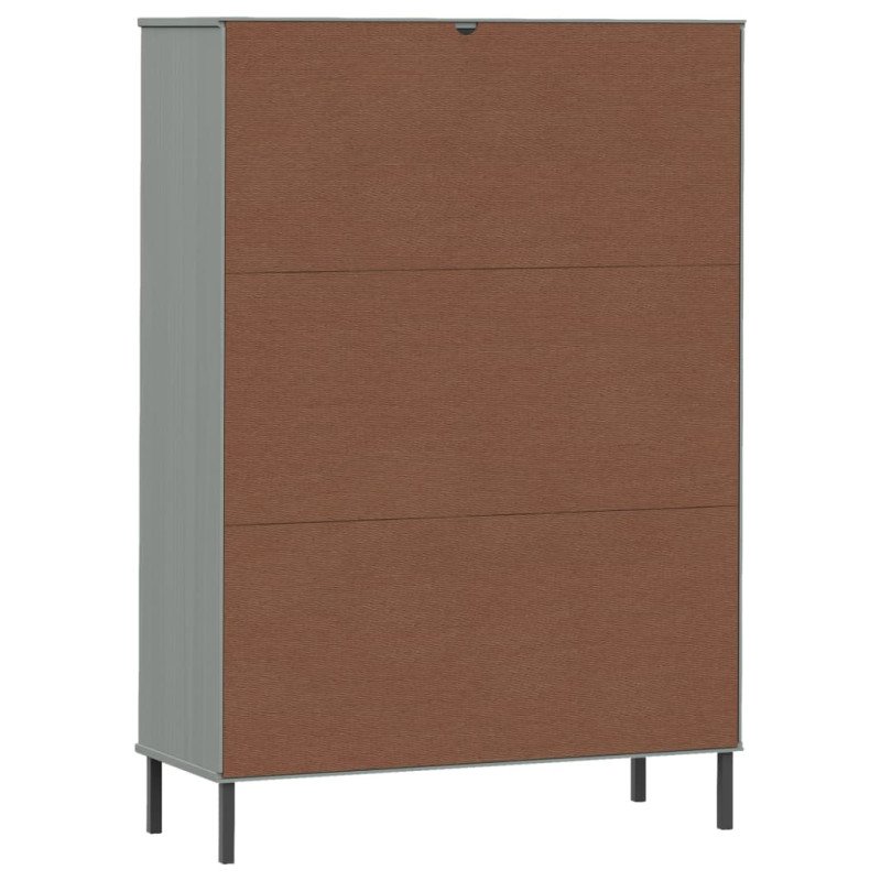 vidaXL Knižnica kovové nohy sivá 90x35x128,5 cm masívne drevo OSLO