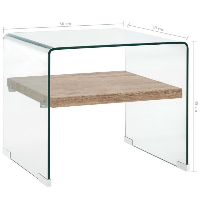 vidaXL Konferenčný stolík priehľadný 50x50x45 cm tvrdené sklo