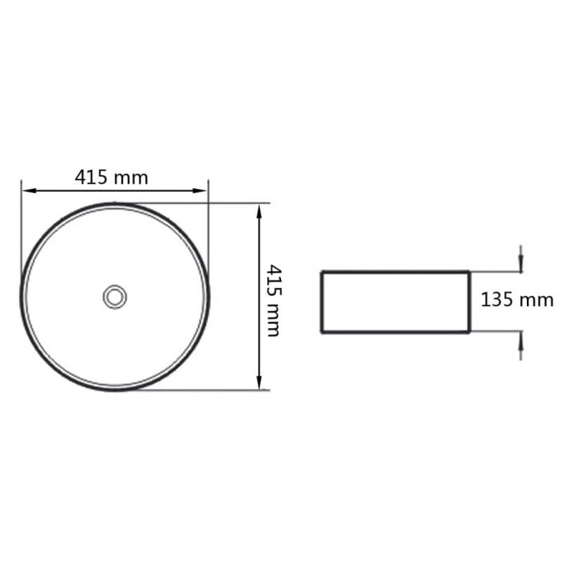 vidaXL Umývadlo keramické okrúhle čierne 41,5x13,5 cm