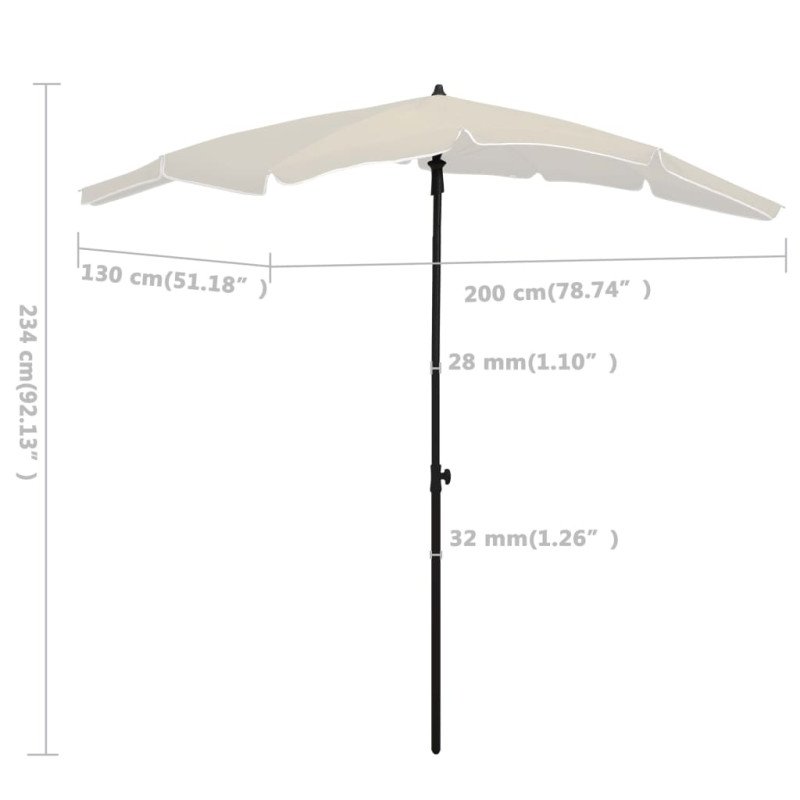vidaXL Záhradný slnečník s tyčou 200x130 cm pieskový