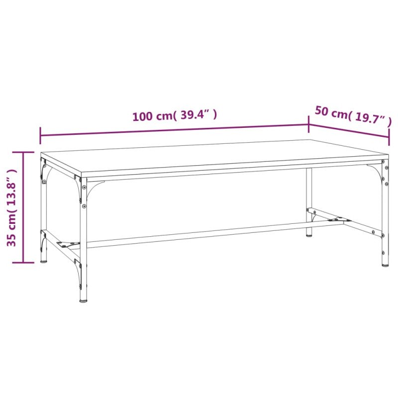 vidaXL Konferenčný stolík dub sonoma 100x50x35 cm spracované drevo