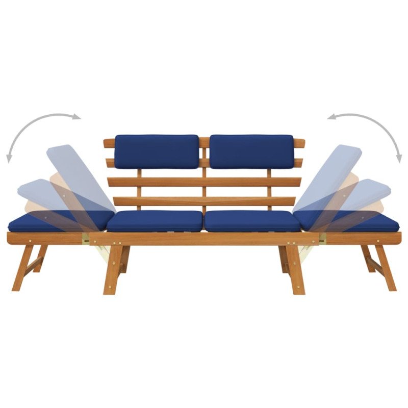 vidaXL Záhradná lavička s podložkami 2-v-1 190 cm, akáciový masív
