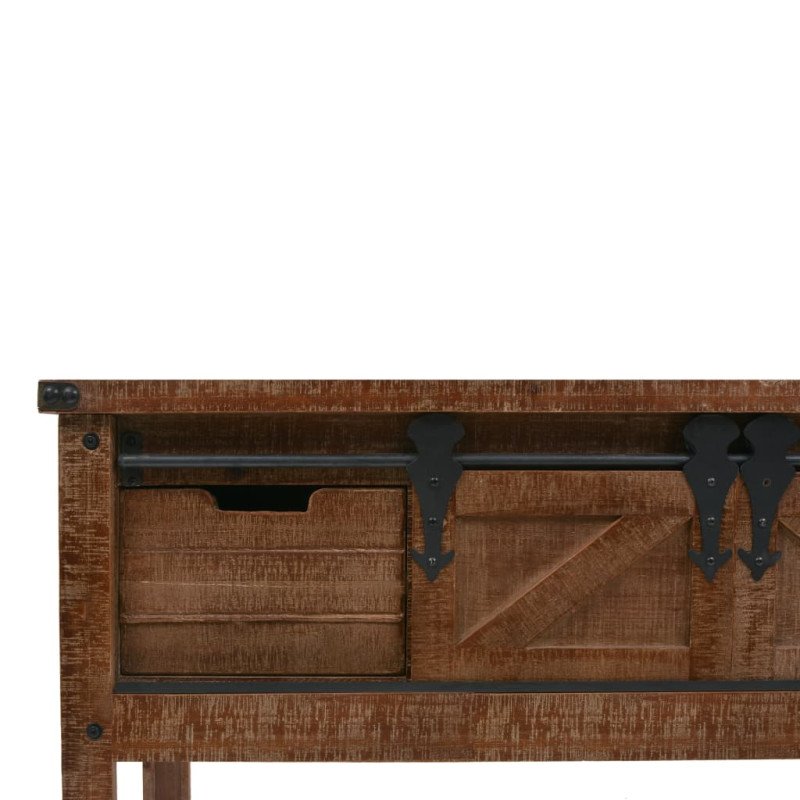 vidaXL Konzolový stolík z jedľového dreva 131x35,5x75 cm hnedý 