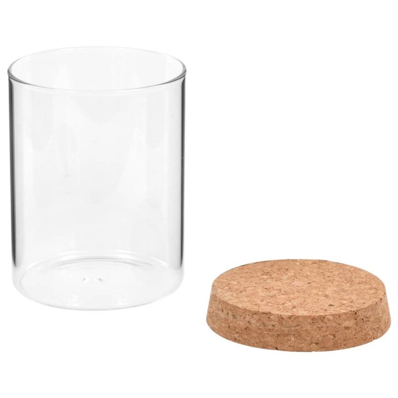 vidaXL Skladovacie sklenené poháre s korkovými viečkami 6 ks 650 ml