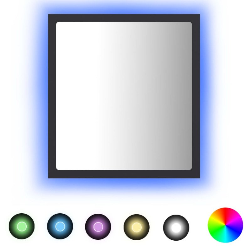 vidaXL Kúpeľňové zrkadlo s LED, sivé 40x8,5x37 cm, akryl