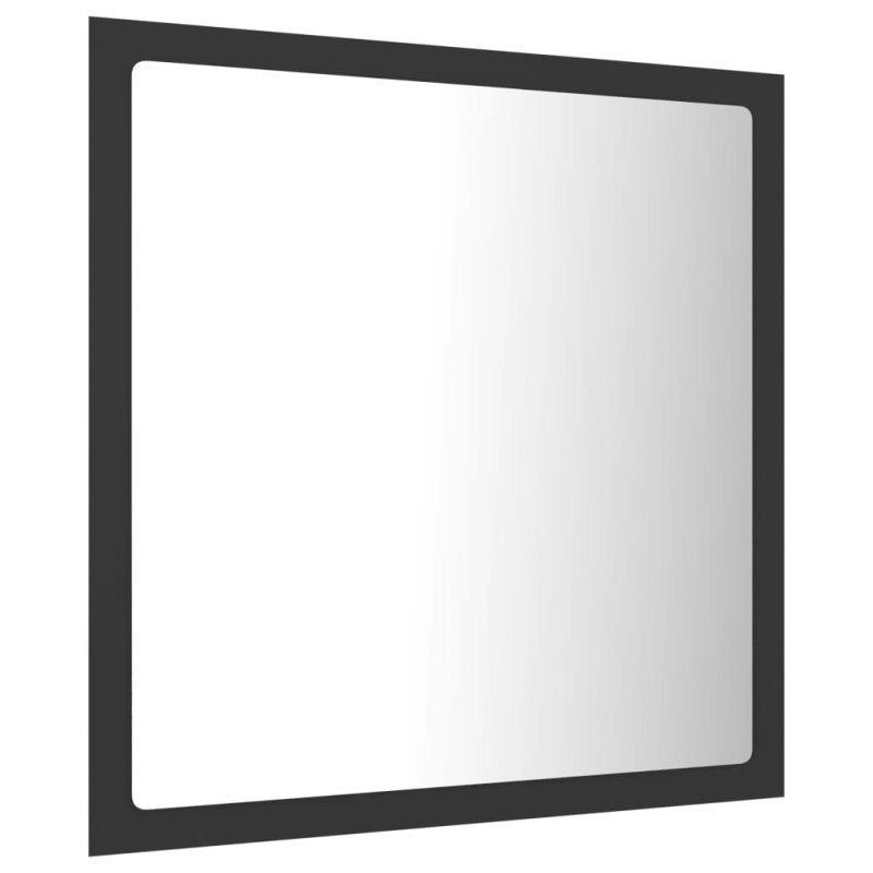 vidaXL Kúpeľňové zrkadlo s LED, sivé 40x8,5x37 cm, akryl