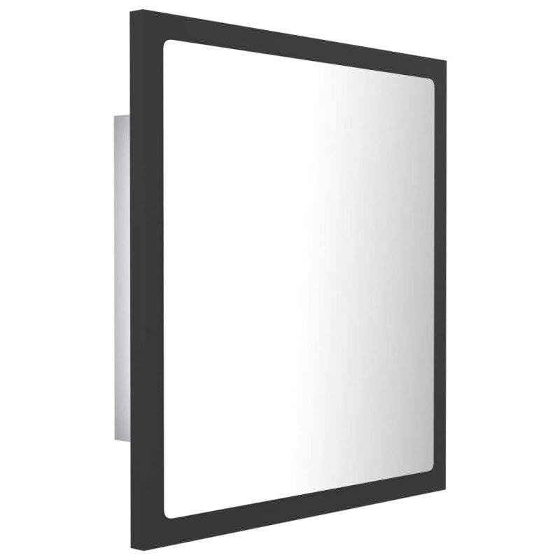 vidaXL Kúpeľňové zrkadlo s LED, sivé 40x8,5x37 cm, akryl