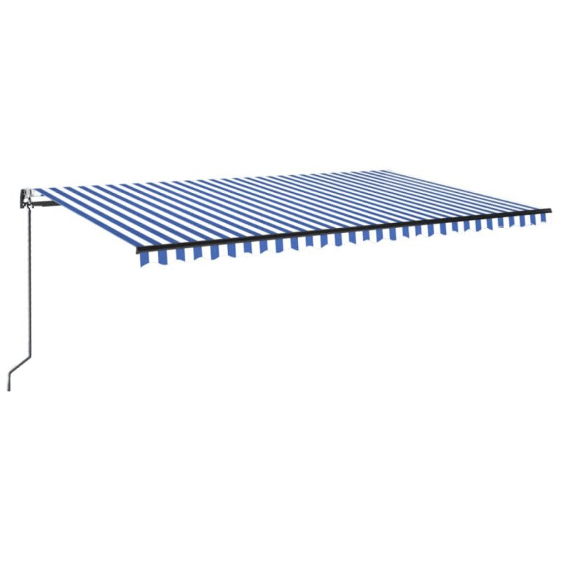 vidaXL Automatická markíza, LED a senzor vetra 500x300 cm, modrá/biela