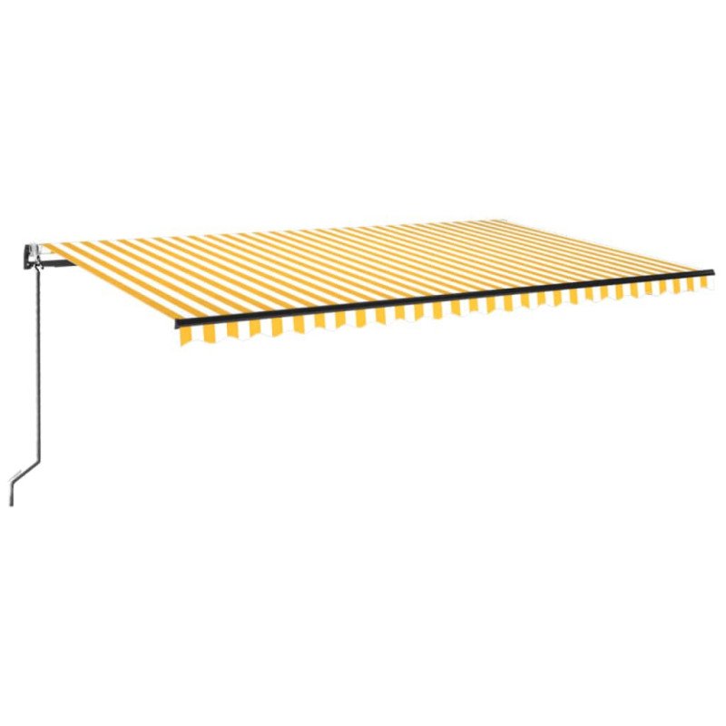 vidaXL Automatická markíza, LED a senzor vetra 500x300 cm, žltá/biela