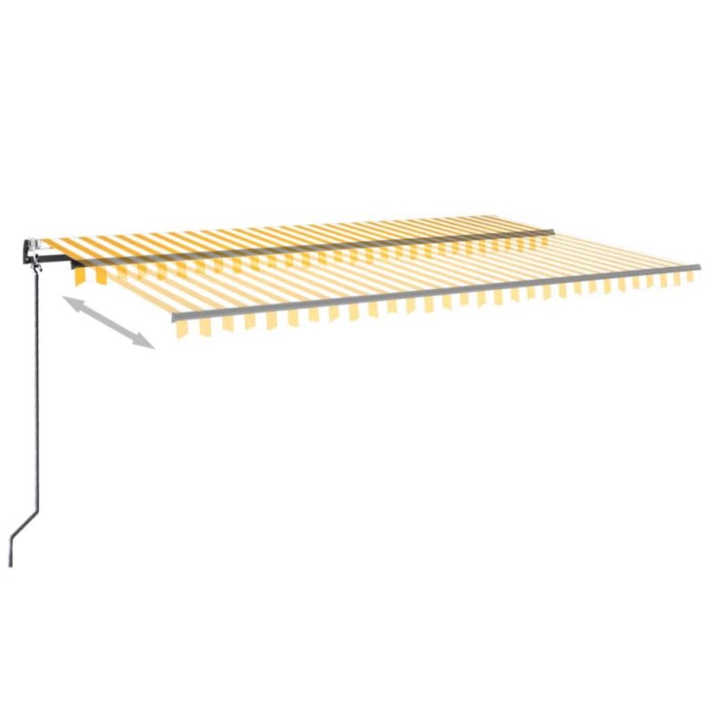 vidaXL Automatická markíza, LED a senzor vetra 500x300 cm, žltá/biela