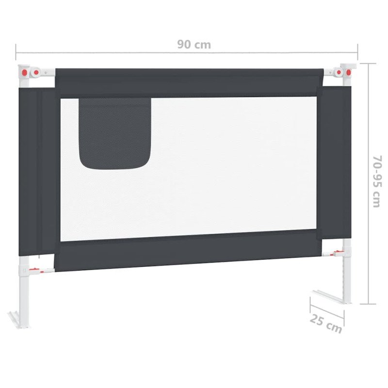 vidaXL Zábrana na detskú posteľ tmavosivá 90x25 cm látka