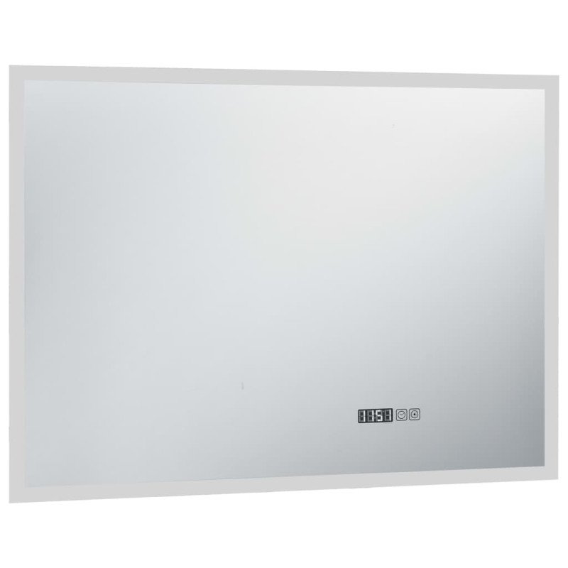 vidaXL Kúpeľňové LED zrkadlo, dotykový snímač+zobrazenie času 100x60cm