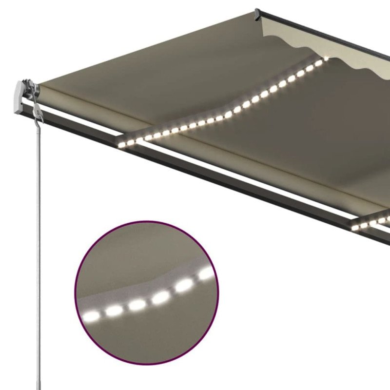 vidaXL Automatická markíza, LED a senzor vetra 4x3 m, krémová