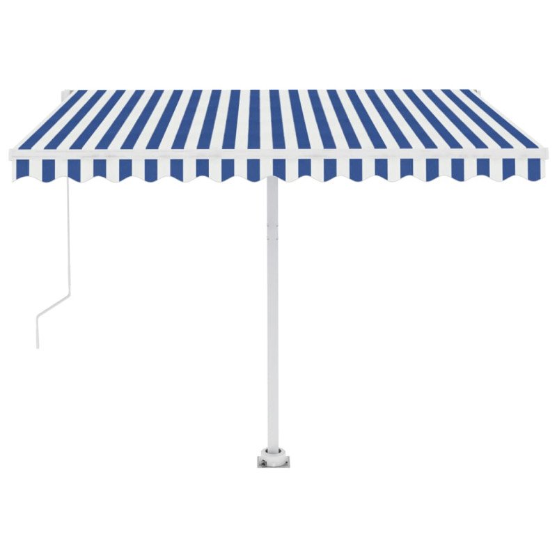 vidaXL Voľne stojaca ručne zaťahovacia markíza 300x250 cm, modro biela