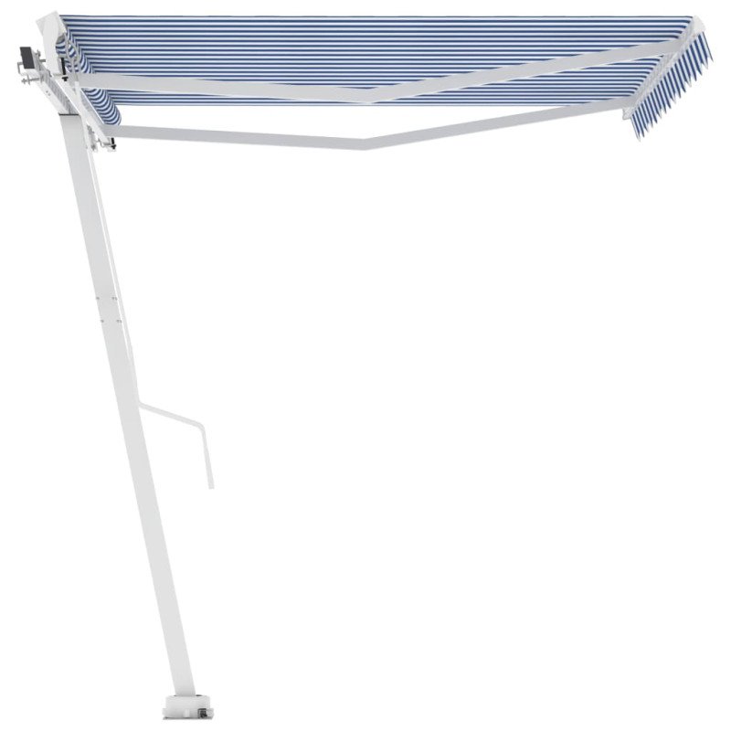 vidaXL Voľne stojaca ručne zaťahovacia markíza 300x250 cm, modro biela
