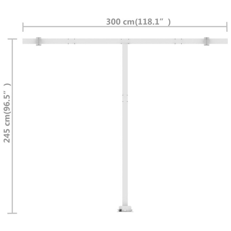 vidaXL Voľne stojaca ručne zaťahovacia markíza 300x250 cm, modro biela