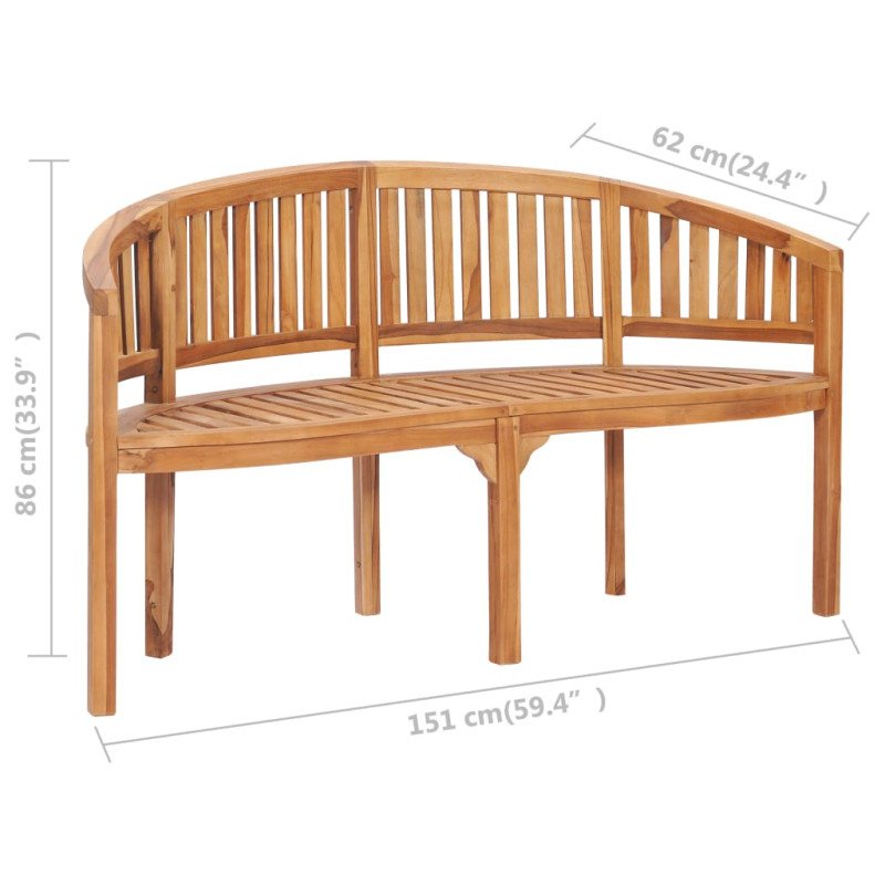 vidaXL Lavička v tvare banánu 151 cm, tíkový masív