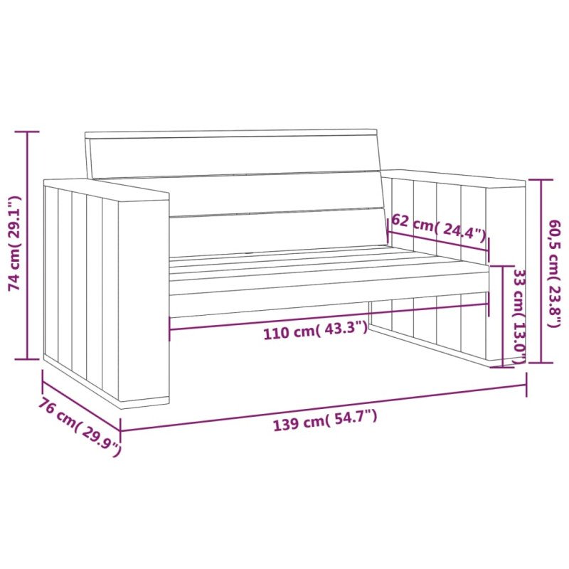 vidaXL Záhradná lavička 139 cm impregnovaná borovica