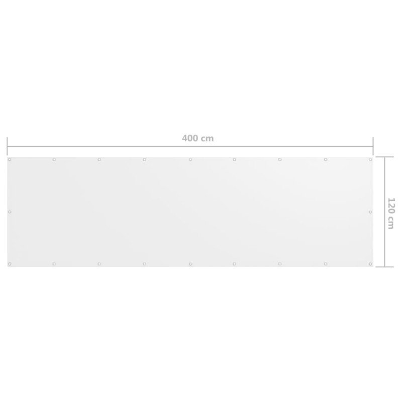 vidaXL Balkónová markíza, biela 120x400 cm, oxfordská látka