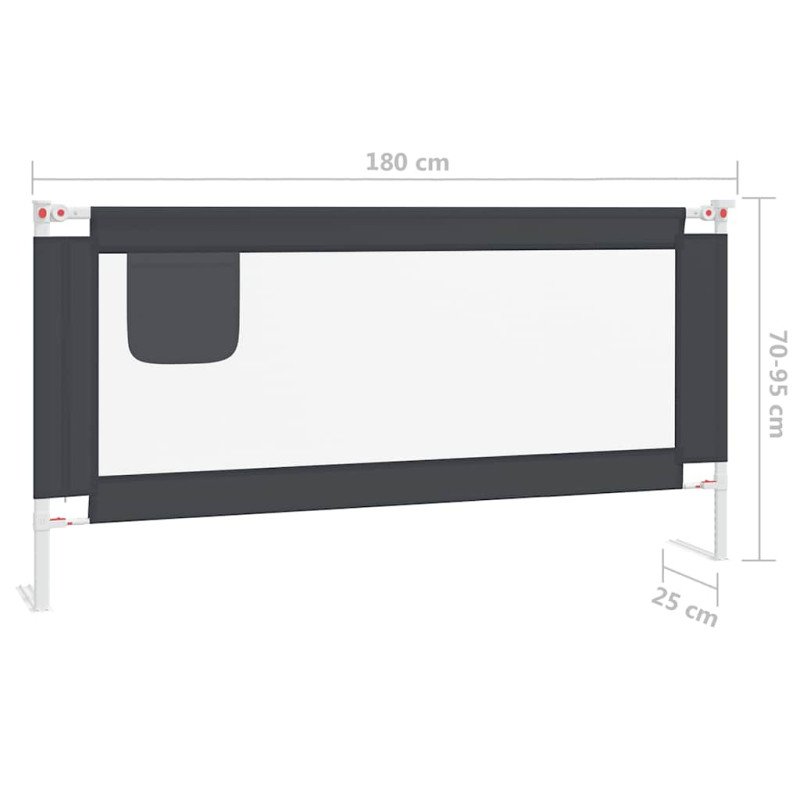 vidaXL Zábrana na detskú posteľ tmavosivá 180x25 cm látka