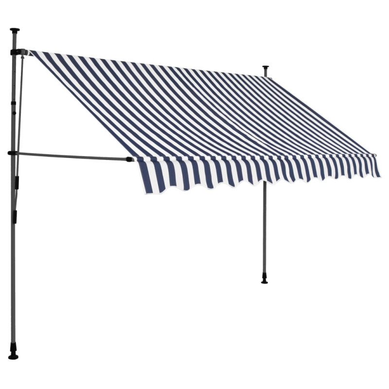 vidaXL Ručne zaťahovacia markíza s LED 300 cm, modro biela