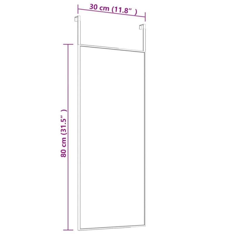 vidaXL Zrkadlo na dvere zlaté 30x80 cm sklo a hliník