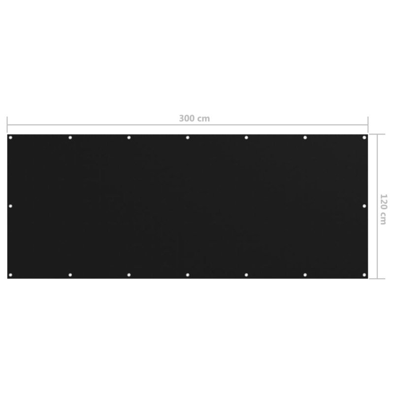 vidaXL Balkónová markíza, čierna 120x300 cm, oxfordská látka