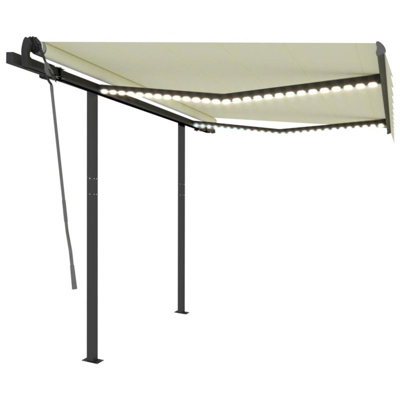 vidaXL Automatická markíza, LED a senzor vetra 3x2,5 m, krémová