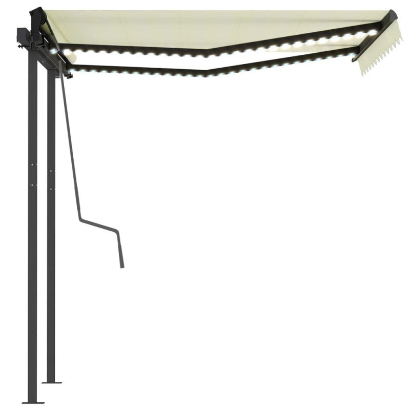 vidaXL Automatická markíza, LED a senzor vetra 3x2,5 m, krémová