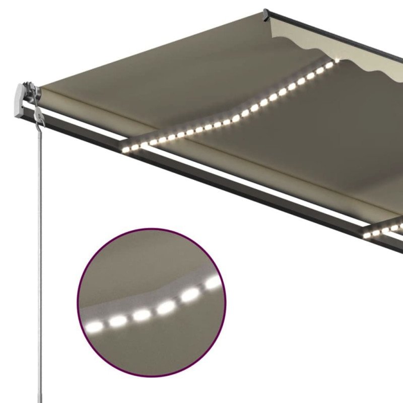 vidaXL Automatická markíza, LED a senzor vetra 3x2,5 m, krémová