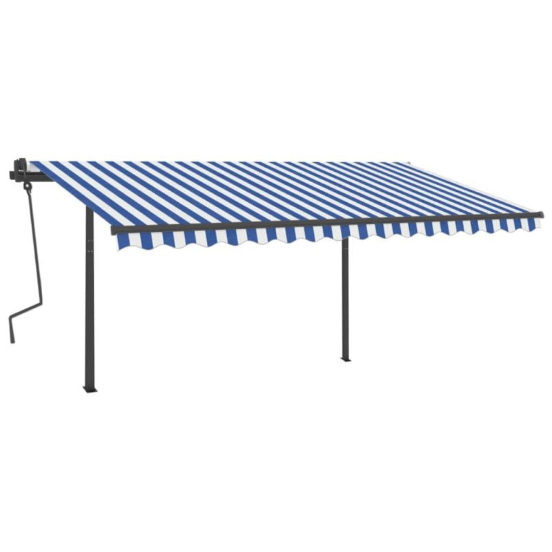 vidaXL Automatická markíza, LED a senzor vetra 4,5x3 m, modrá/biela