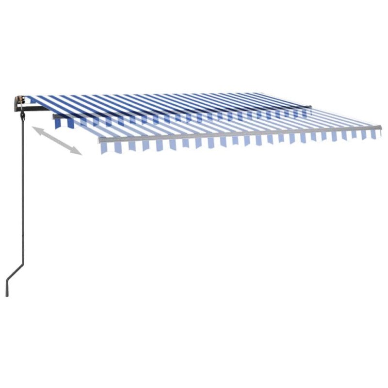 vidaXL Automatická markíza, LED a senzor vetra 4,5x3 m, modrá/biela