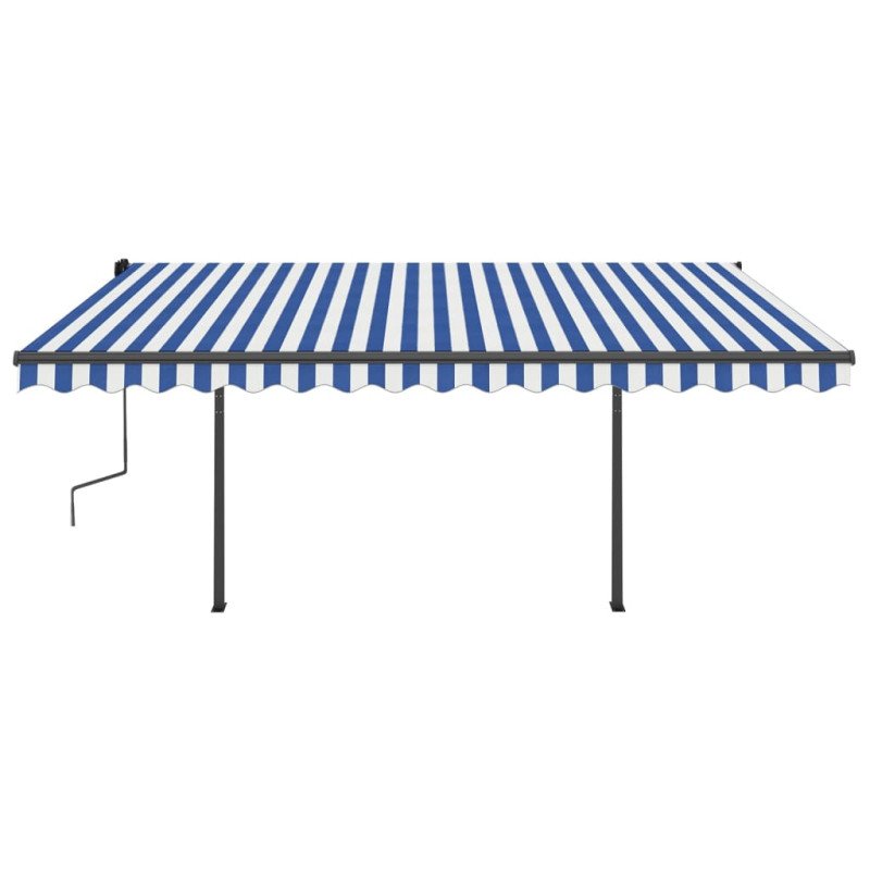 vidaXL Automatická markíza, LED a senzor vetra 4,5x3 m, modrá/biela