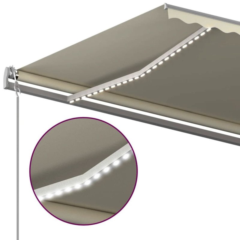 vidaXL Automatická markíza s LED a senzorom vetra 5x3 m krémová