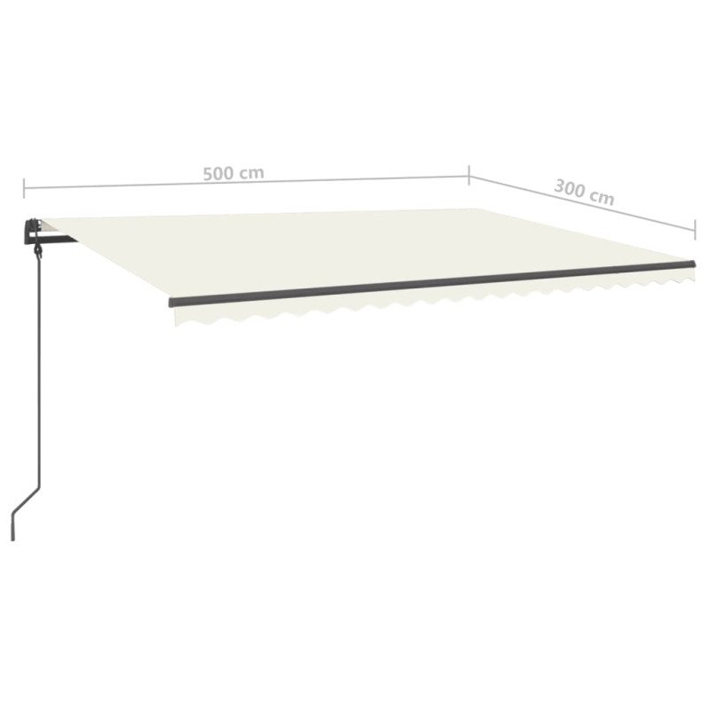 vidaXL Automatická markíza s LED a senzorom vetra 5x3 m krémová